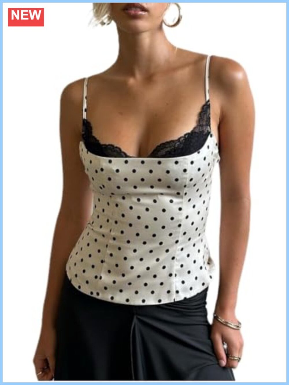 Lace Trim Tank Top Adjustable Straps Sleeveless